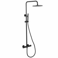 Душевая стойка ABBER Wasser Kreis AF8160BL с термостатом без излива, черная матовая схема 1