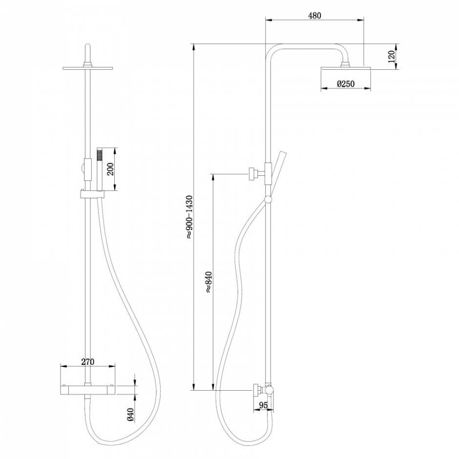 Душевая стойка ABBER Wasser Kreis AF8160L с термостатом без излива, хром ФОТО