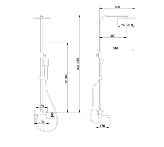 Душевая стойка ABBER Daheim AF8216SPL с изливом, сатин схема 2