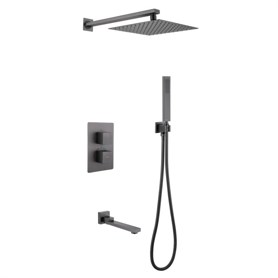 Изображение Душевая система ABBER Daheim AF8250NG скрытого монтажа с изливом, термостат, никель