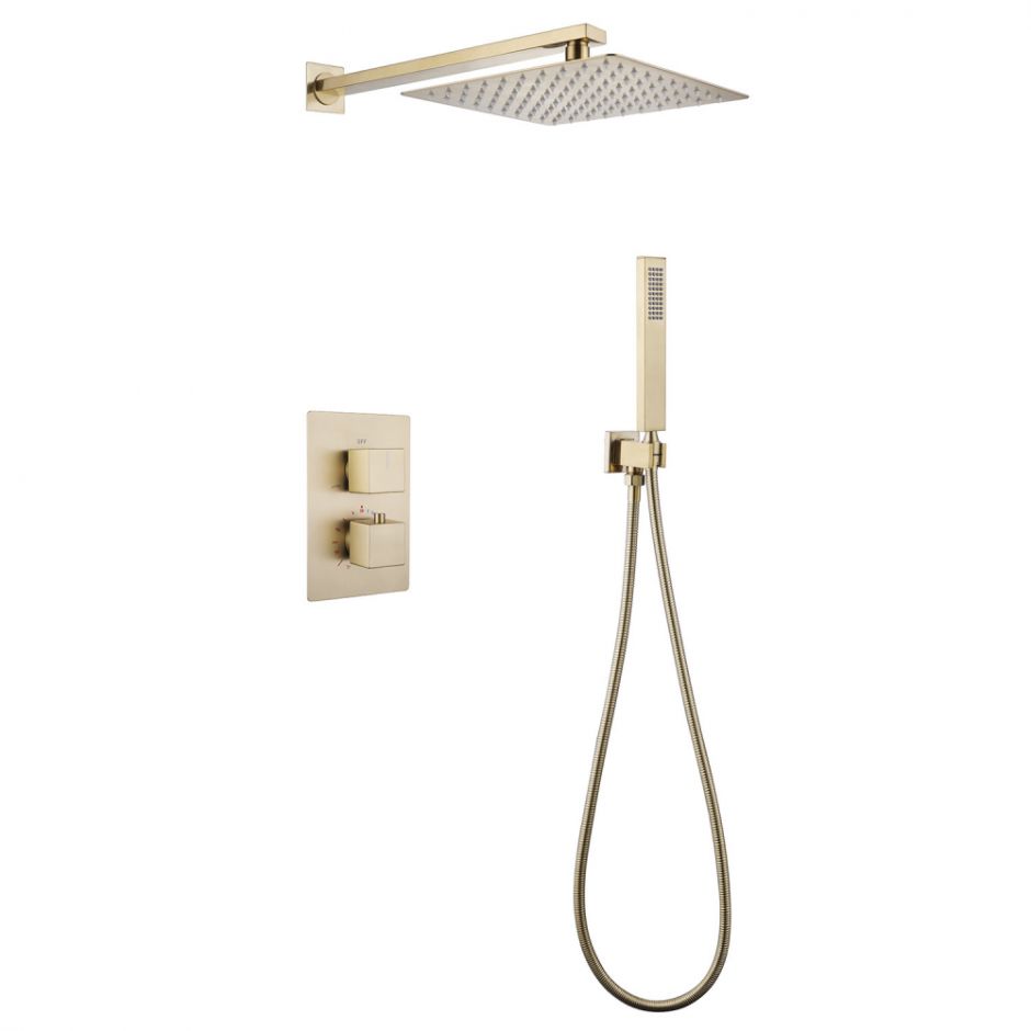 Изображение Душевая система ABBER Daheim AF8251G скрытого монтажа без излива, термостат, золото матовое