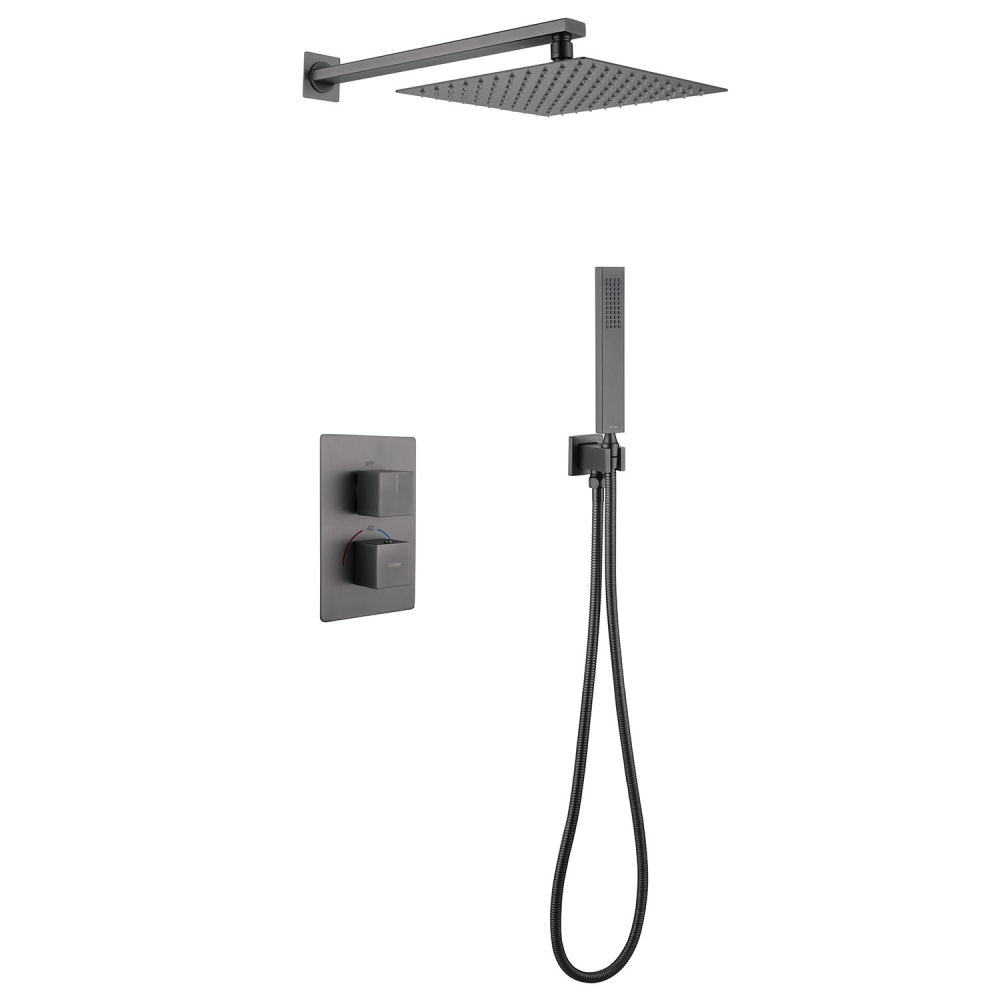 Душевая система ABBER Daheim AF8251NG скрытого монтажа без излива, термостат, никель цена от 68 800 ₽ Фото Душевая система ABBER Daheim AF8251NG скрытого монтажа без излива, термостат, никель