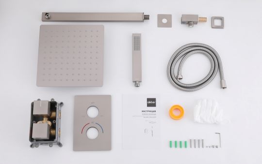 Душевая система ABBER Daheim AF8251SP скрытого монтажа без излива, термостат, сатин схема 3