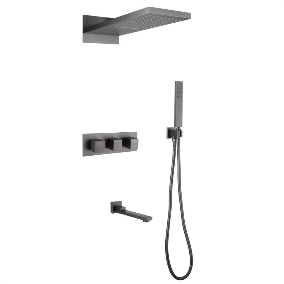 Изображение Душевая система ABBER Daheim AF8253NG скрытого монтажа с изливом, термостат, никель