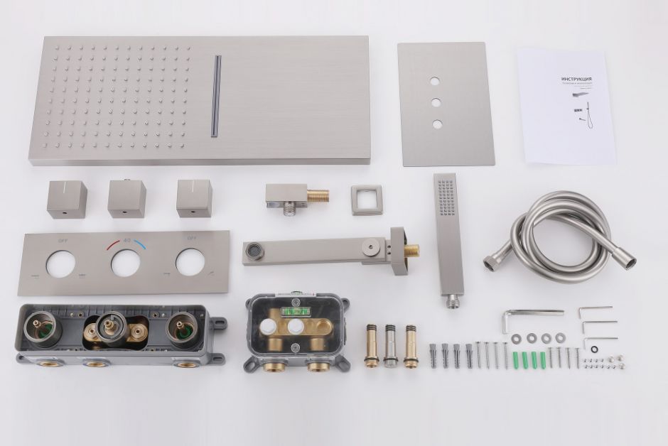 Душевая система ABBER Daheim AF8253SP скрытого монтажа с изливом, термостат, хром ФОТО