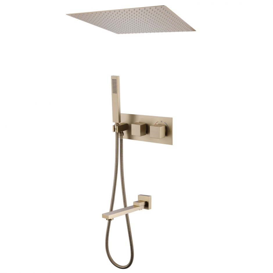 Изображение Душевая система ABBER Daheim AF8254G скрытого монтажа с изливом, термостат, золото матовое