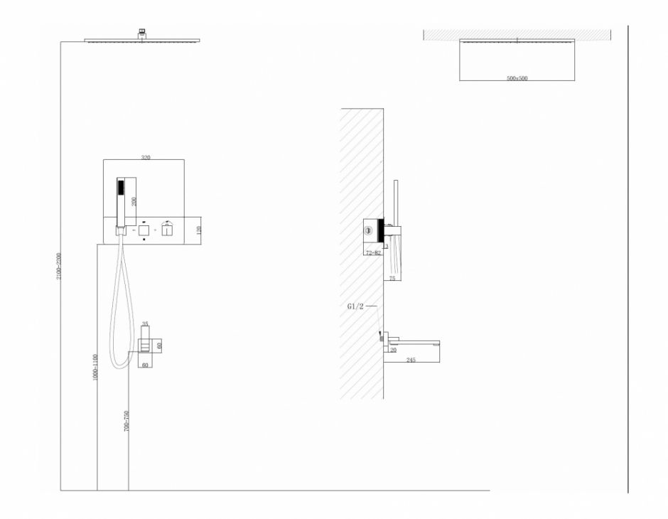 Душевая система ABBER Daheim AF8254G скрытого монтажа с изливом, термостат, золото матовое ФОТО