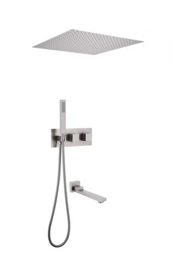 Изображение Душевая система ABBER Daheim AF8254SP скрытого монтажа с изливом, термостат, сатин