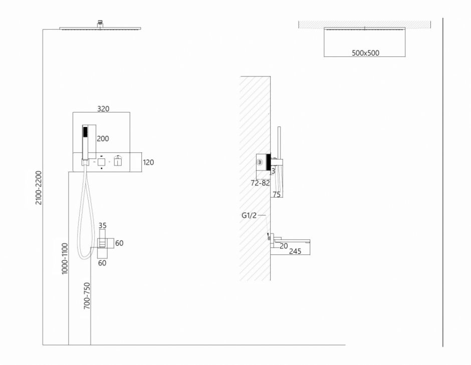 Душевая система ABBER Daheim AF8254W скрытого монтажа с изливом, термостат, белая матовая ФОТО