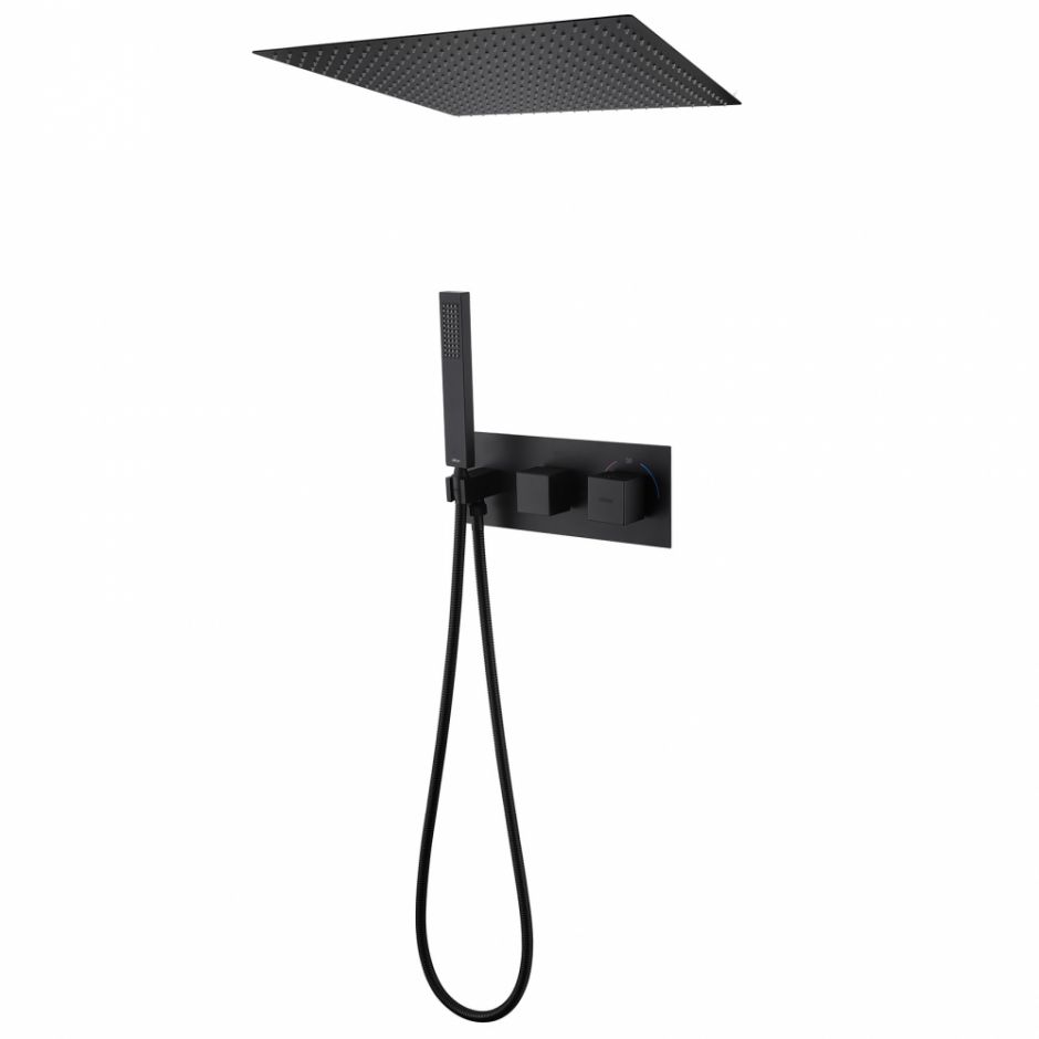 Изображение Душевая система ABBER Daheim AF8255B скрытого монтажа без излива, термостат, черная матовая