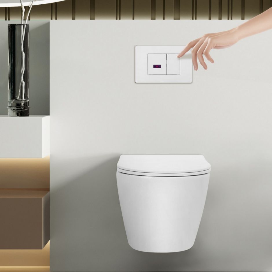 Кнопка смыва сенсорная ABBER AC0122SMW белая матовая ФОТО