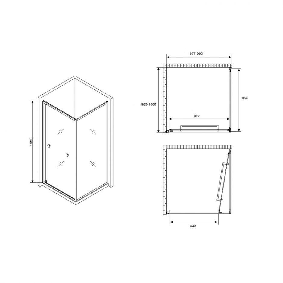 Душевой уголок ABBER Schwarzer Diamant AG0A100 100х100 см ФОТО