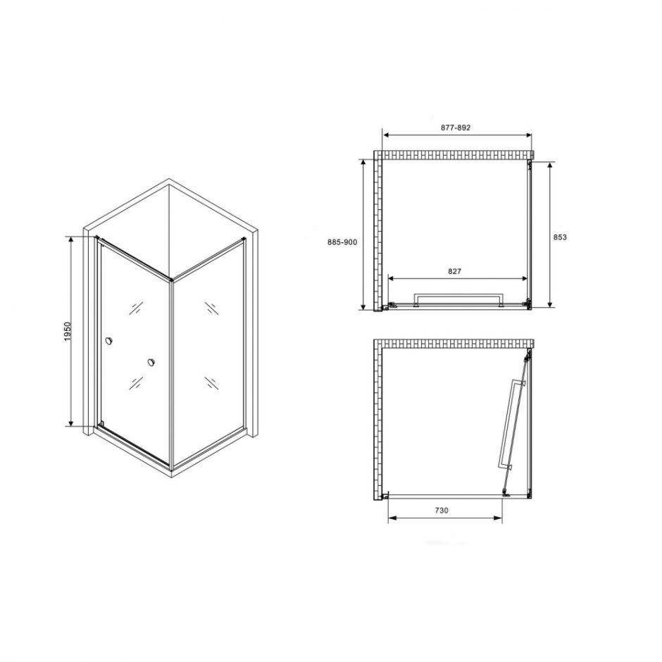Душевой уголок ABBER Schwarzer Diamant AG0A090B 90х90 см ФОТО