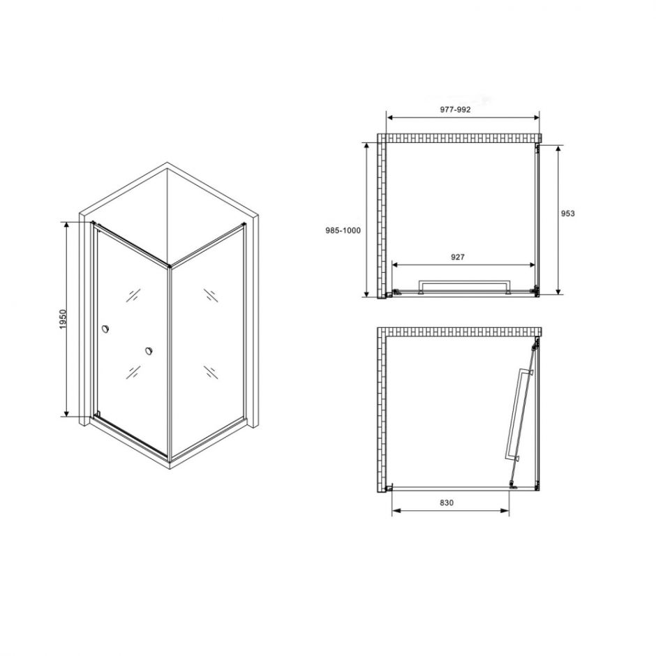 Душевой уголок ABBER Schwarzer Diamant AG0A100B 100х100 см ФОТО