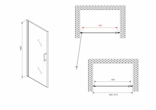 Душевая дверь ABBER Sonnenstrand AG04100B 100 см схема 2 Душевая дверь ABBER Sonnenstrand AG04100B 100 см схема 2