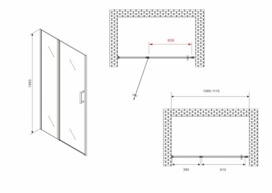 Душевая дверь ABBER Sonnenstrand AG04110BS 110 см схема 2