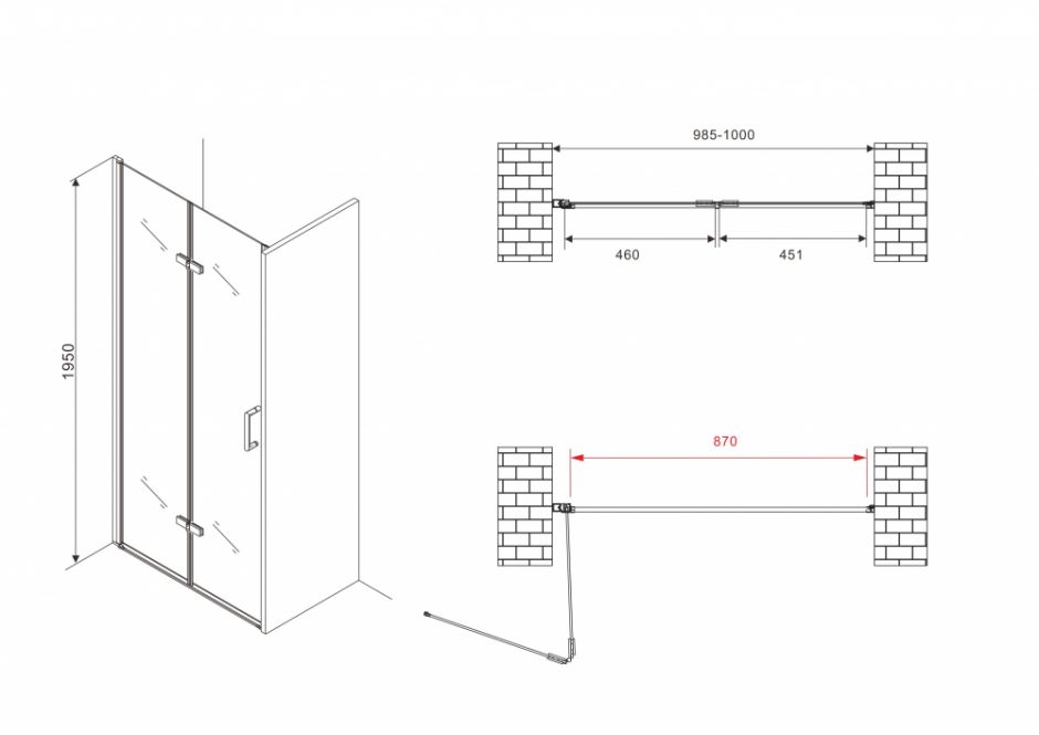 Душевая дверь ABBER Zart AG08100P 100 см ФОТО