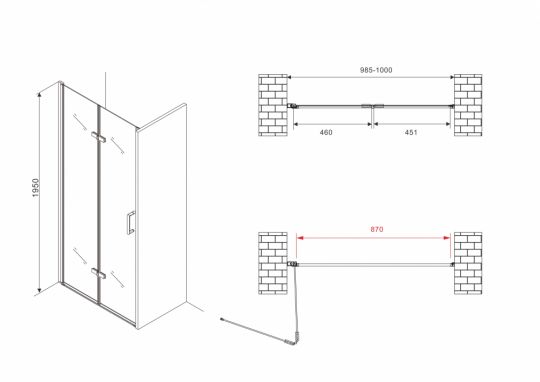 Душевая дверь ABBER Zart AG08100P 100 см схема 2