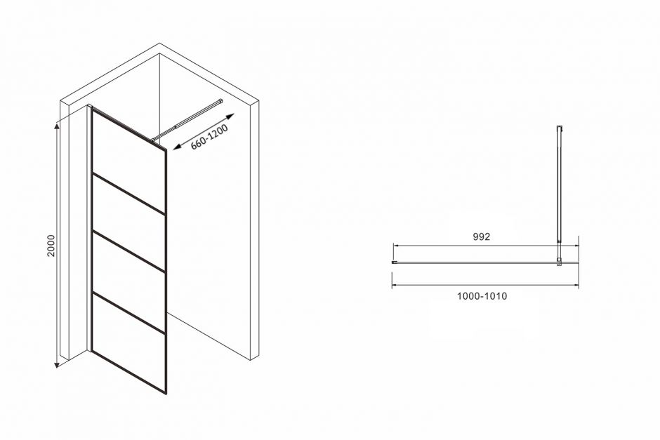 Душевая перегородка ABBER Immer Offen AG65100B ФОТО