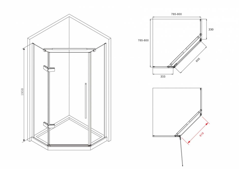 Душевой уголок ABBER Ewiges Wasser AG05080M 80х80 см ФОТО