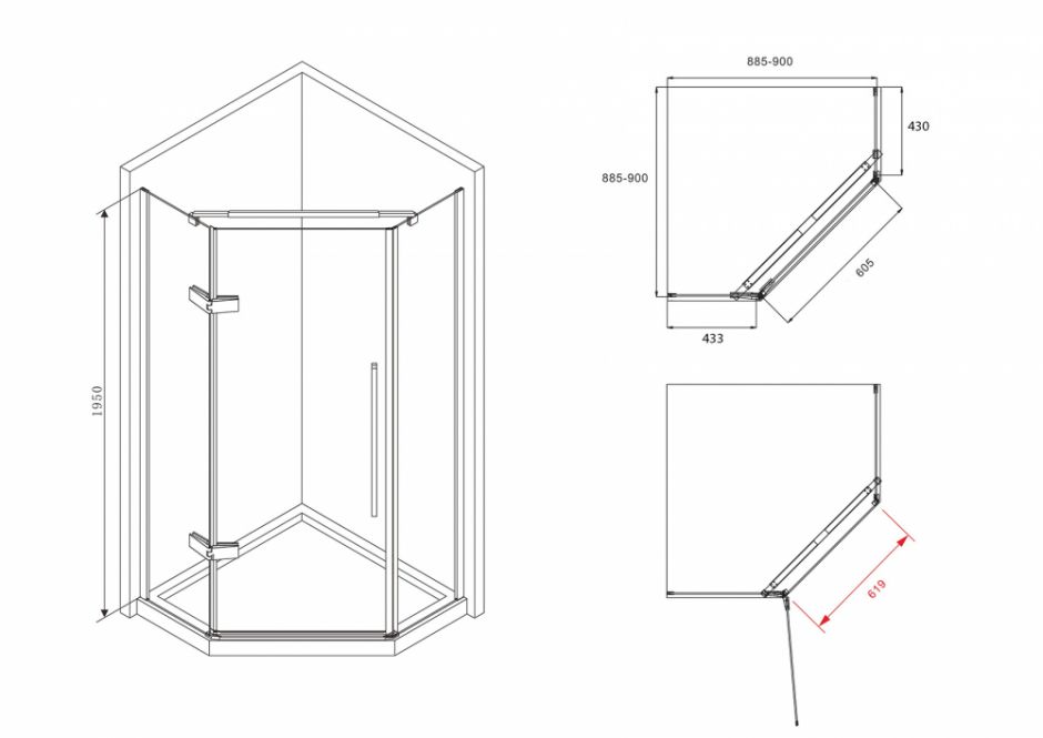 Душевой уголок ABBER Ewiges Wasser AG05090M 90х90 см ФОТО