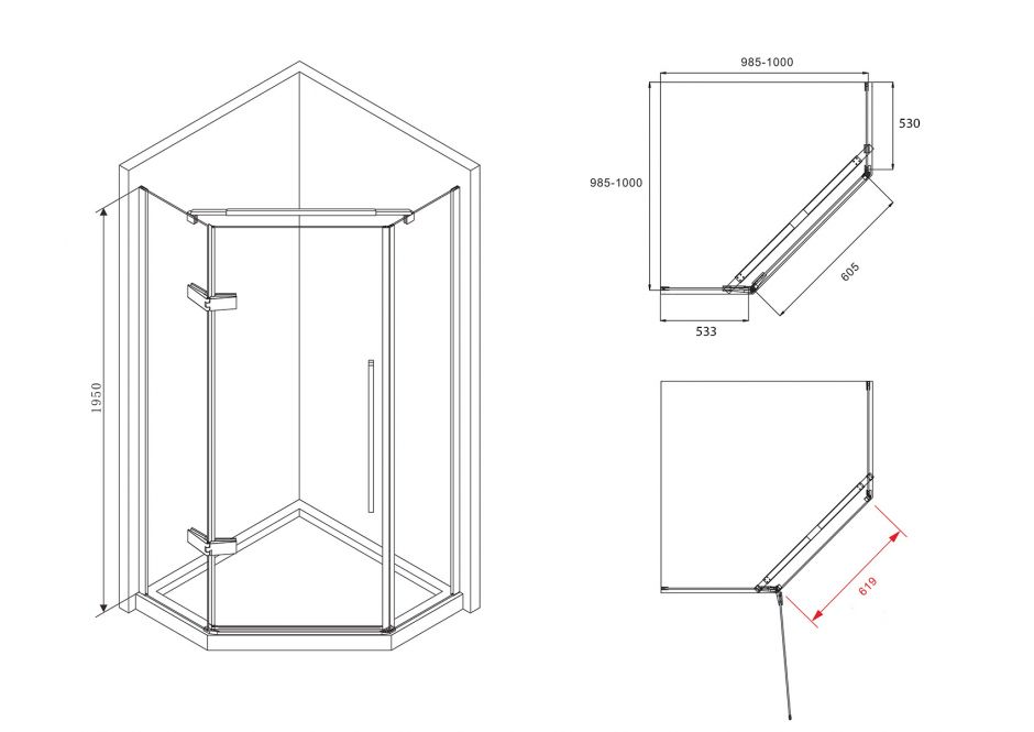 Душевой уголок ABBER Ewiges Wasser AG05100B 100х100 см ФОТО