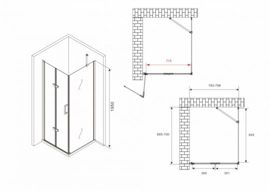 Душевой уголок ABBER Zart AG08080P-S71 80х70 см схема 2