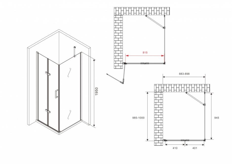 Душевой уголок ABBER Zart AG08090P-S101 90х100 см ФОТО