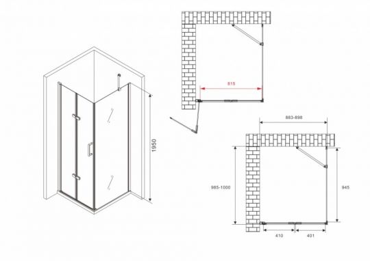 Душевой уголок ABBER Zart AG08090P-S101 90х100 см схема 2