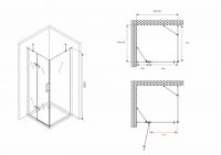 Душевой уголок ABBER Zart AG08090-S81 90х80 см схема 2 Душевой уголок ABBER Zart AG08090-S81 90х80 см схема 2