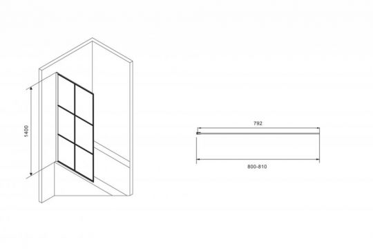 Шторка на ванну ABBER Immer Offen AG72080B схема 2