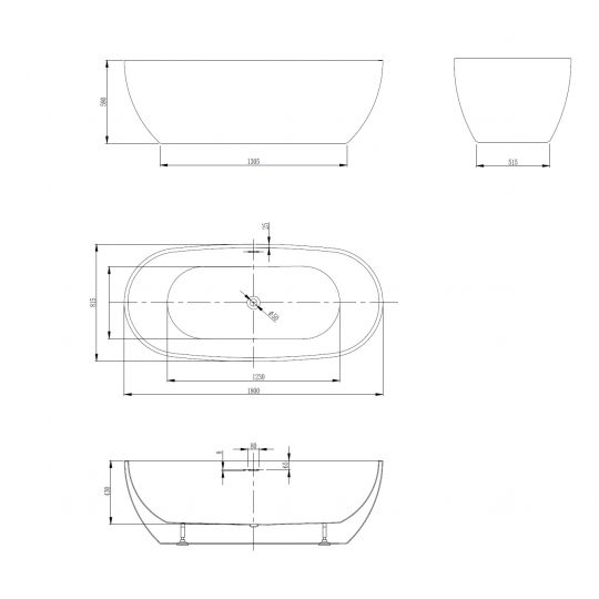 Акриловая ванна ABBER AB9263-1.8 белая схема 2