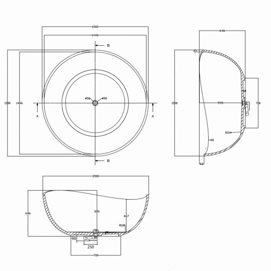 Прозрачная ванна ABBER Kristall AT9705Opal коричневая схема 2