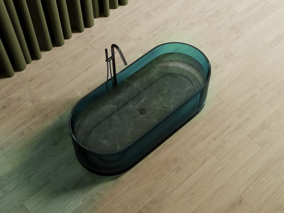 Прозрачная ванна ABBER Kristall AT9708Aquamarin бирюзовая ФОТО