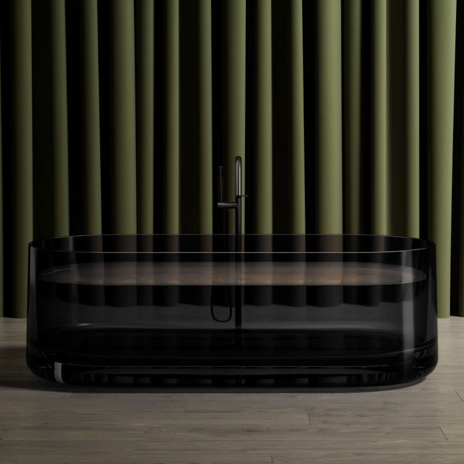 Изображение Прозрачная ванна ABBER Kristall AT9708Onyx черная