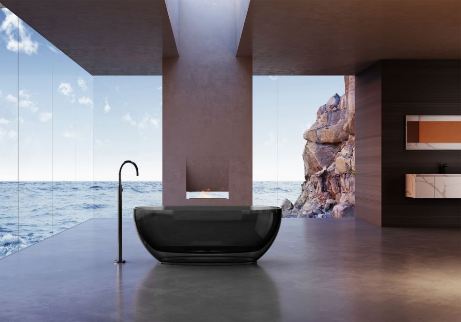 Прозрачная ванна ABBER Kristall AT9703Onyx черная ФОТО