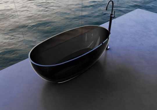 Прозрачная ванна ABBER Kristall AT9703Onyx черная схема 4