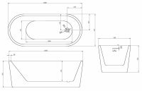 Акриловая ванна ABBER AB9272-1.6 белая схема 2 Акриловая ванна ABBER AB9272-1.6 белая схема 2