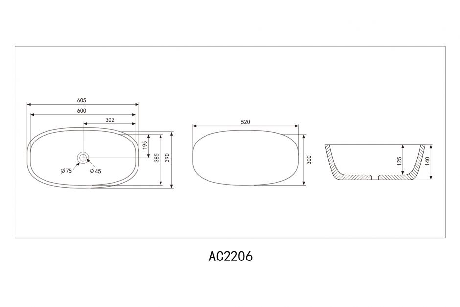 Раковина накладная ABBER Rechteck AC2206MW белая матовая ФОТО
