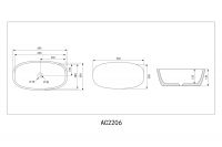 Раковина накладная ABBER Rechteck AC2206MW белая матовая схема 2