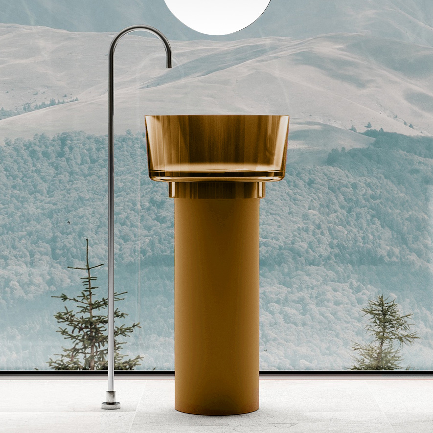 Раковина отдельностоящая прозрачная ABBER Kristall AT2702Vesuvian-H оливковая цена от 110 000 ₽ Фото Раковина отдельностоящая прозрачная ABBER Kristall AT2702Vesuvian-H оливковая