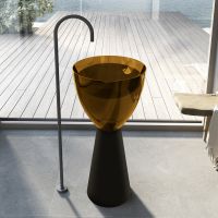 Раковина отдельностоящая прозрачная ABBER Kristall AT2703Black-Vesuvian черный/оливковый схема 1