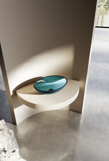 Раковина накладная прозрачная ABBER Kristall AT2802Aquamarin бирюзовая схема 3