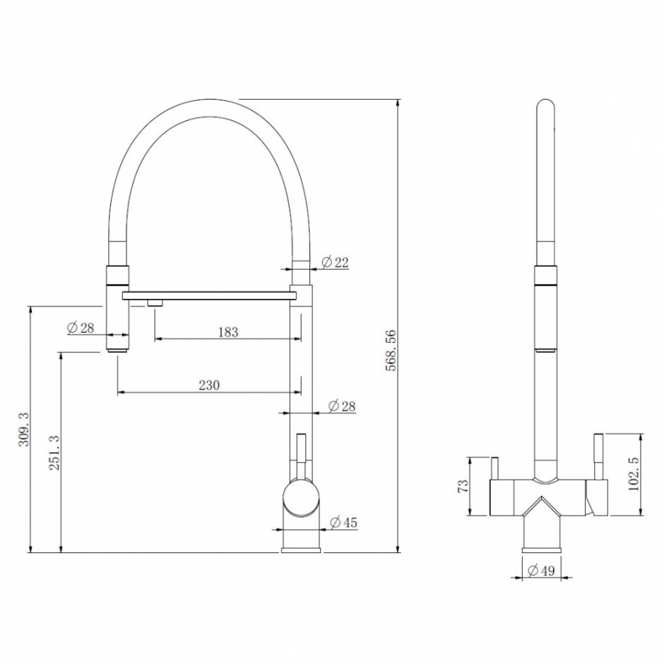 Смеситель ABBER Wasser Kreis AF81141G для кухни с подключением фильтра и выдвижной лейкой, золото матовое ФОТО