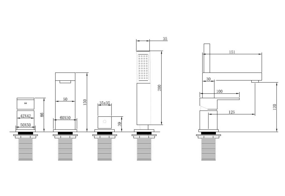 Смеситель ABBER Daheim AF8213SP на борт ванны, сатин ФОТО