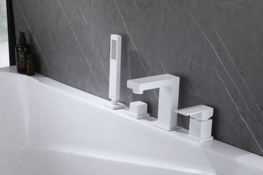 Смеситель ABBER Daheim AF8213W на борт ванны, белый матовый схема 3