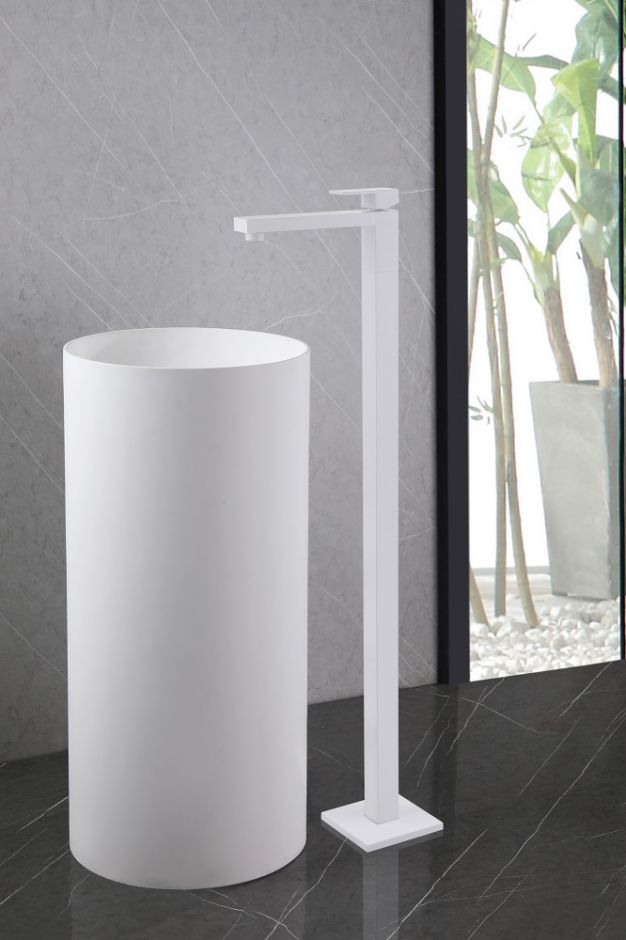 Смеситель ABBER Daheim AF8241W напольный для раковины, белый матовый ФОТО