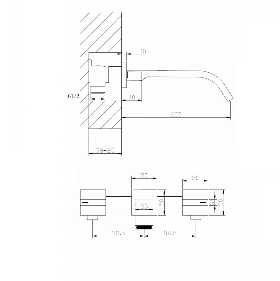 Смеситель ABBER Wasserfall AF8612NG для раковины скрытого монтажа, никель ФОТО