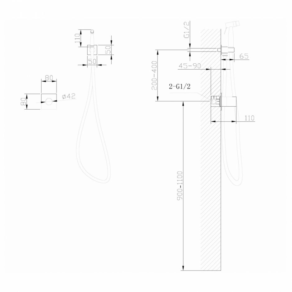 Смеситель ABBER Rund AF8725SP с гигиеническим душем, сатин ФОТО