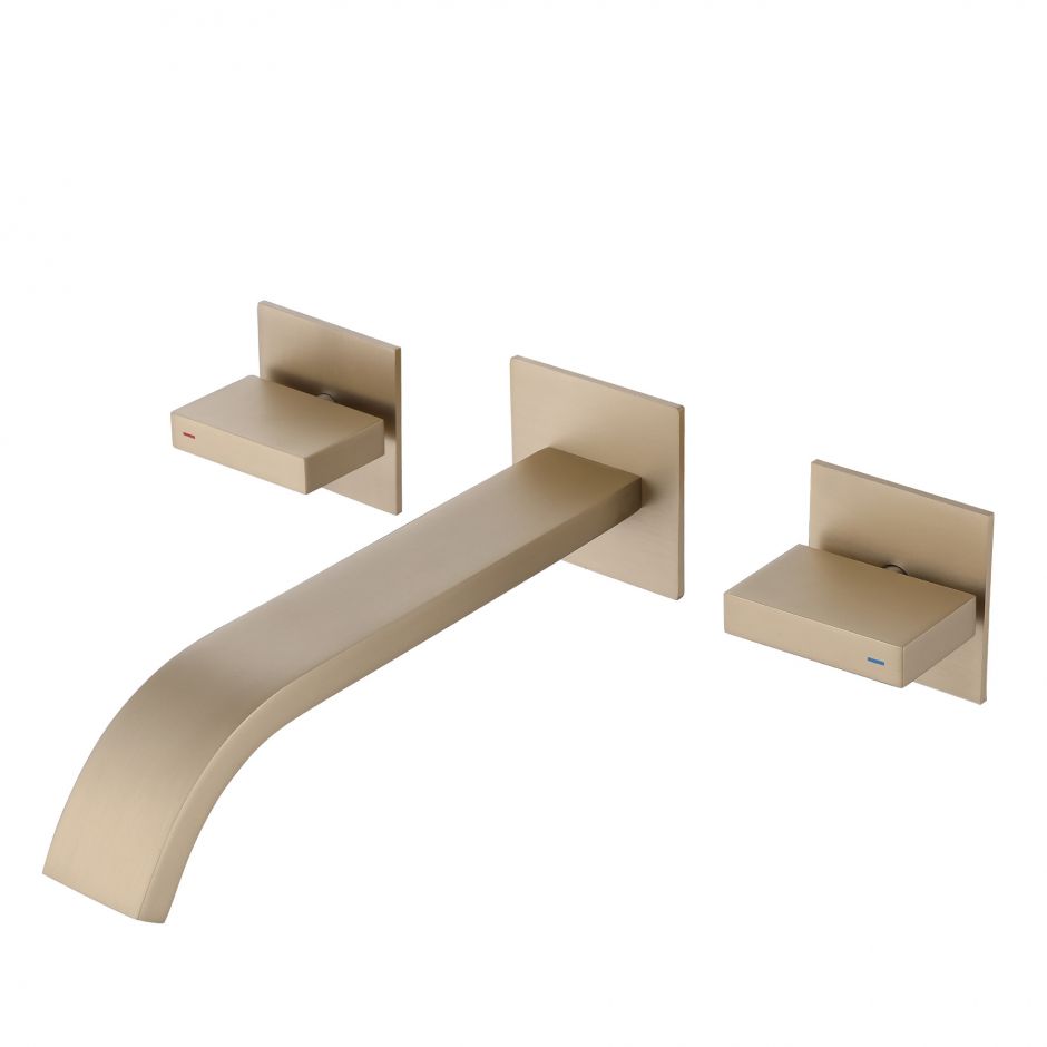 Изображение Смеситель ABBER Wasserfall AF8612G для раковины скрытого монтажа, золото матовое